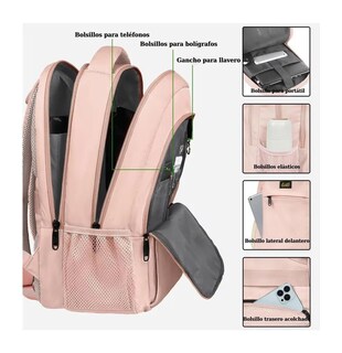 Foto 4 | Foto 4 | Mochila Escolar Antirobo E Impermeable 35 L Rosa