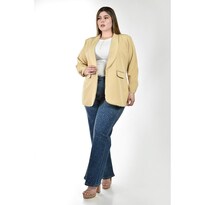 Blazer Manga 3/4 Roman Fashion Talla Extra Para Mujer Beige Beige