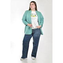 Blazer Manga 3/4 Roman Fashion Tallas Extras Para Mujer Menta Verde Claro