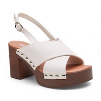 Sandalias De Tacón Golden Shoes 5217 Blanco Zueco Para Mujer