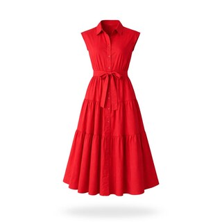 Foto 1 | Foto 1 | Vestido Camisero Sin Mangas Rojo