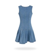 Vestido Mezclilla Tableado Azul