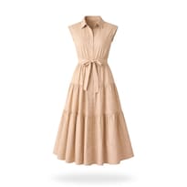 Vestido Camisero Sin Mangas Beige