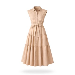 Foto 1 | Foto 1 | Vestido Camisero Sin Mangas Beige