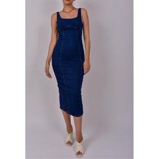 Foto 7 | Foto 7 | Vestido Mezclilla De Tirantes Azul Petroleo