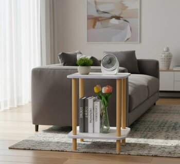 Foto 3 | Foto 3 | Mesa Auxiliar De 2 Niveles Modelo Blanco