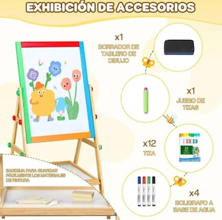 Foto 3 | Foto 3 | Pizarra Infantil de Doble Cara y Ajustable de Madera Modelo Multicolor