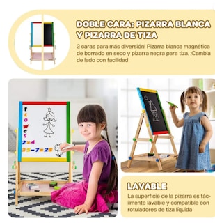 Foto 4 | Foto 4 | Pizarra Infantil de Doble Cara y Ajustable de Madera Modelo Multicolor