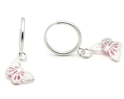 Foto 2 | Foto 2 | Arete Mariposa Rosa Horoz Plata .925 V7 Cp282