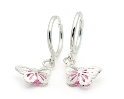 Foto 5 | Foto 5 | Arete Mariposa Rosa Horoz Plata .925 V7 Cp282