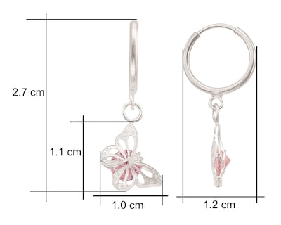 Foto 7 | Foto 7 | Arete Mariposa Rosa Horoz Plata .925 V7 Cp282