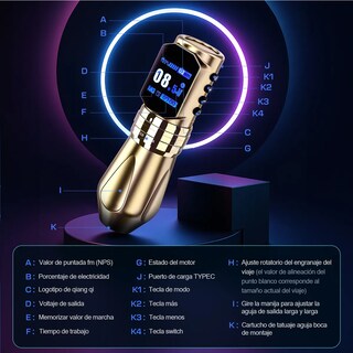 Foto 2 | Foto 2 | Máquina Inalámbrica Para Tatuar Eo Safe Imports Esi-24575 Dorado