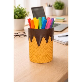 Foto 5 | Foto 5 | Porta Bolígrafos Para Oficina Ice 3d Art Mxlrr-003 3piezas Café