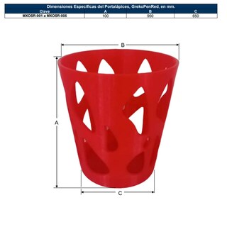 Foto 6 | Foto 6 | Porta Lápices Para Oficina 3d Art Mxosr-002 2 Piezas Rojo