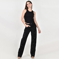 Pantalon Roman Fashion Wide Leg Con Brillos Para Mujer