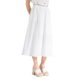 Foto 1 | Foto 1 | Falda Con Cintura Elástica Y Silueta Lisa Larga Forever 21 Blanco Para Mujer