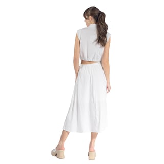 Foto 3 | Foto 3 | Falda Con Cintura Elástica Y Silueta Lisa Larga Forever 21 Blanco Para Mujer