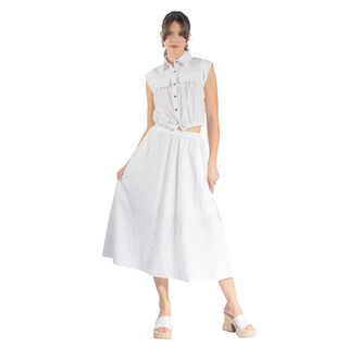 Foto 4 | Foto 4 | Falda Con Cintura Elástica Y Silueta Lisa Larga Forever 21 Blanco Para Mujer