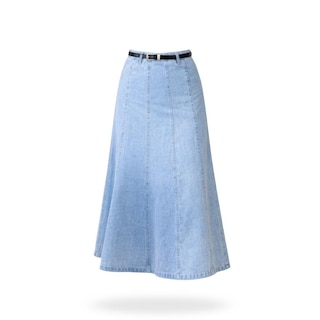 Foto 1 | Foto 1 | Falda Larga Corte A Con Cinturon Azul Cielo