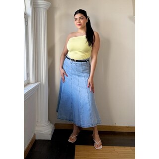 Foto 2 | Foto 2 | Falda Larga Corte A Con Cinturon Azul Cielo