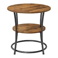 Mesita De Noche Redonda Industrial Songmicshome Marrón Y Negro Con 2 Estantes 1 Pieza