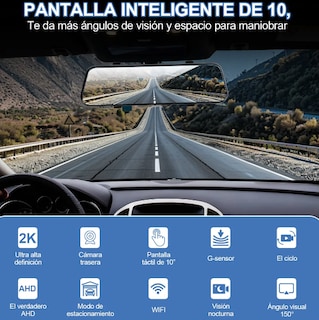 Foto 3 | Foto 3 | Cámara Para Automóvil Con Pantalla Ips 9.66” 4k Modelo Negro