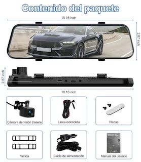 Foto 4 | Foto 4 | Cámara Para Automóvil Con Pantalla Ips 9.66” 4k Modelo Negro