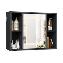 Espejo Con Touch Luz Led Con Organizador De Baño Eo Safe Imports Esi-24700 Negro