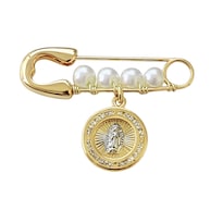 Dije Chapa De Oro De 14k Virgen Con Zirconias