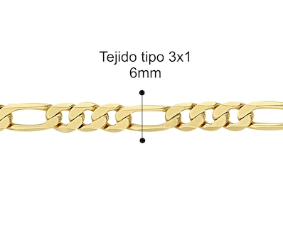 Foto 6 | Foto 6 | Cadena Tejido 3x1 6mm 150 60cm Chapa De Oro Horoz Ch145