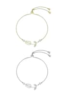 Pulsera Xtellar De Tulipán En Plata 925 Cristal Para Mujer 2 Piezas
