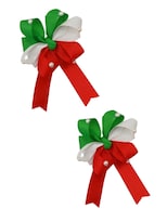 Par De Moños Tricolor Con Media Perla