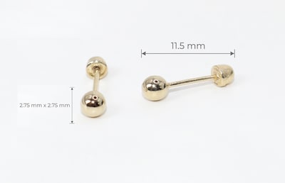 Foto 3 | Foto 3 | Broqueles De Oro 10k Bola 2.75mm