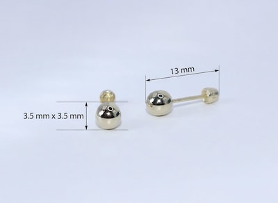 Foto 2 | Foto 2 | Broqueles De Oro 10k Bola 3.5mm