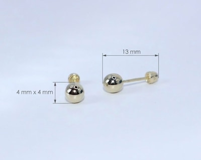 Foto 2 | Foto 2 | Broqueles De Oro 10k Bola 4mm