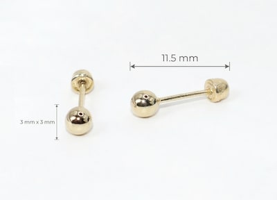 Foto 2 | Foto 2 | Broqueles De Oro 10k Bola 3mm