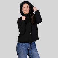 Chamarra Impermeable Para Dama Con Gorro Greenlander Negro