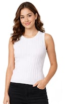Blusa Sin Mangas Junee Tejido Acanalado Ribbed Tank Top Knit Blanca