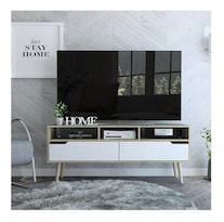 Mesa Para Tv Hasta 65 Pulgadas Con Entrepaños Organizadores Color Blanco | Excelsior