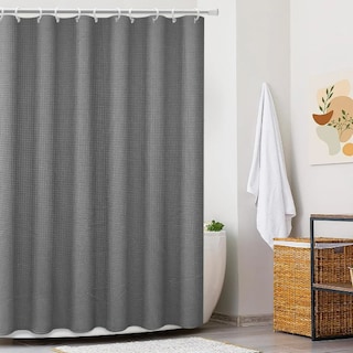 Foto 3 | Foto 3 | Cortina De Baño Tejido Gofre Modelo Gris