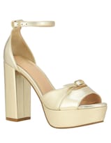 Sandalia De Tacón Casual Westies Dorado Sintético Para Mujer