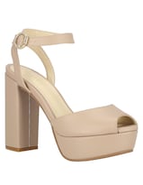 Sandalia De Tacón Casual Westies Beige Sintético Para Mujer