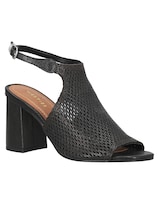 Sandalia De Tacón Casual Westies Negro Piel Para Mujer