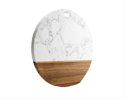 Tabla Redonda De Madera Y Mármol Picar Xtellar Modelo Blanco