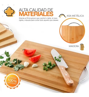 Foto 4 | Foto 4 | Tabla Picar Cortar Bambú Madera 3en1 Xtellar Modelo Café