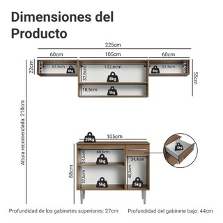 Foto 3 | Foto 3 | Cocina Integral Completa Modular Madesa Emilly 225cm Mg 01