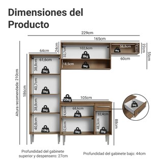 Foto 3 | Foto 3 | Cocina Integral Completa Modular Madesa Emilly 229cm Mm 19