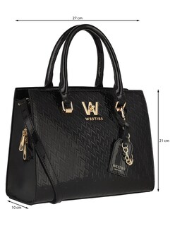 Foto 5 | Foto 5 | Bolsa Satchel Westies Hbcerberus3we Negro Charol Piel Para Mujer