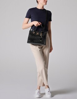 Foto 6 | Foto 6 | Bolsa Satchel Westies Hbcerberus3we Negro Charol Piel Para Mujer