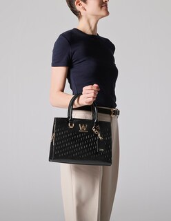 Foto 7 | Foto 7 | Bolsa Satchel Westies Hbcerberus3we Negro Charol Piel Para Mujer